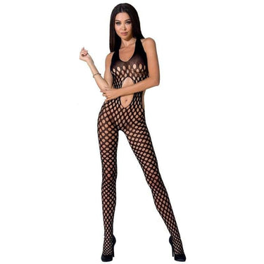 Bodystocking sexy a rete con ricami trasparenti Passion nero